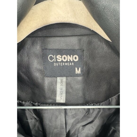 Ci Sono Outerwear Faux Vegan Leather Cropped Moto Jacket Women M Black Grunge - Picture 3 of 9